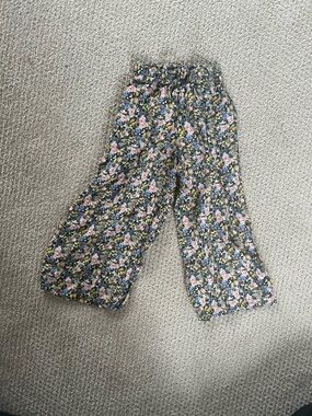 Zara Girls Floral Wide-Leg Pants - Pink, Blue & Yellow